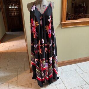 Avenue Black Floral Handkerchief Dress